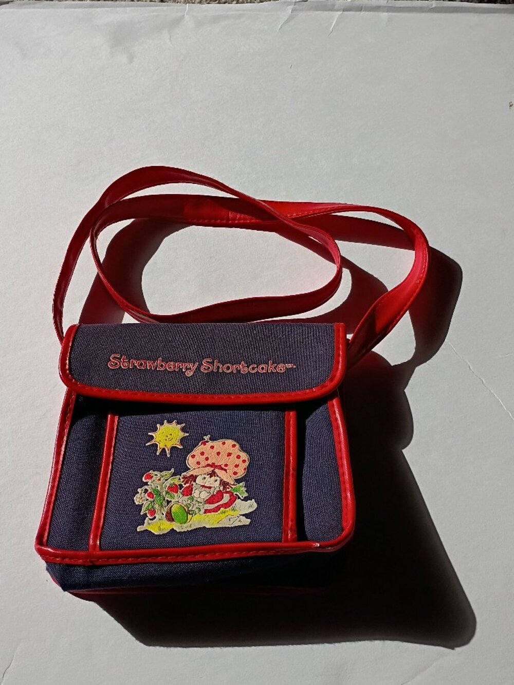 Strawberry Shortcake Kids Crossbody Shoulder Bag Small Dark Blue Red Trim